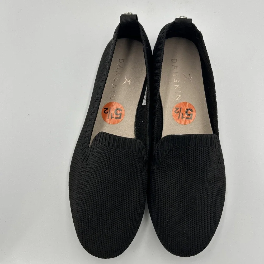Danskin Dream Slip On Stretch Knit Ballet Flat Shoes Black‎ Dressy Casual 5.5/6